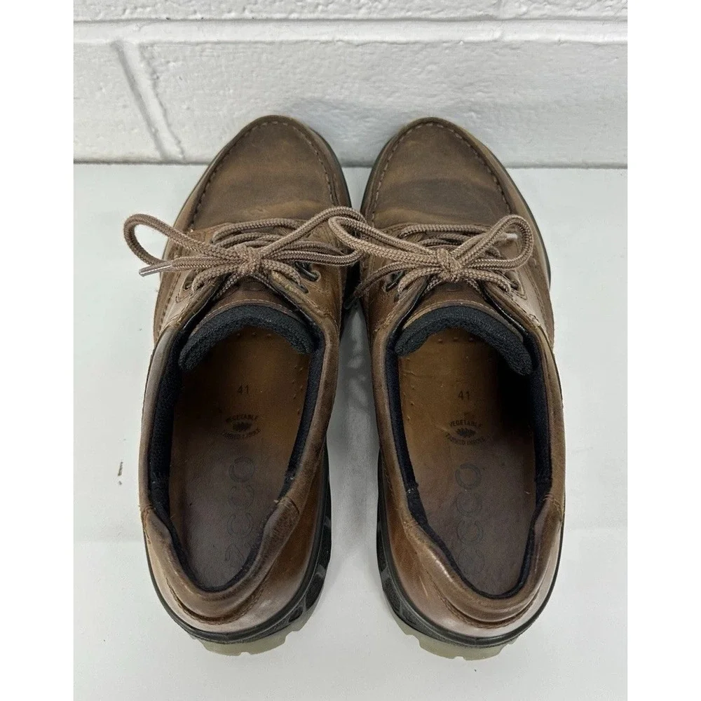 Ecco Track 25 Low Goretex GTX Brown‎ Leather Hiking Shoes Mens Size 41 US 7.5